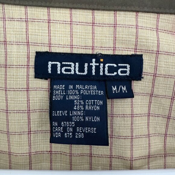 Vintage Nautica Chore Coat Mens M Green Barn Full Zip Plaid Rayon Line - Picture 4 of 12